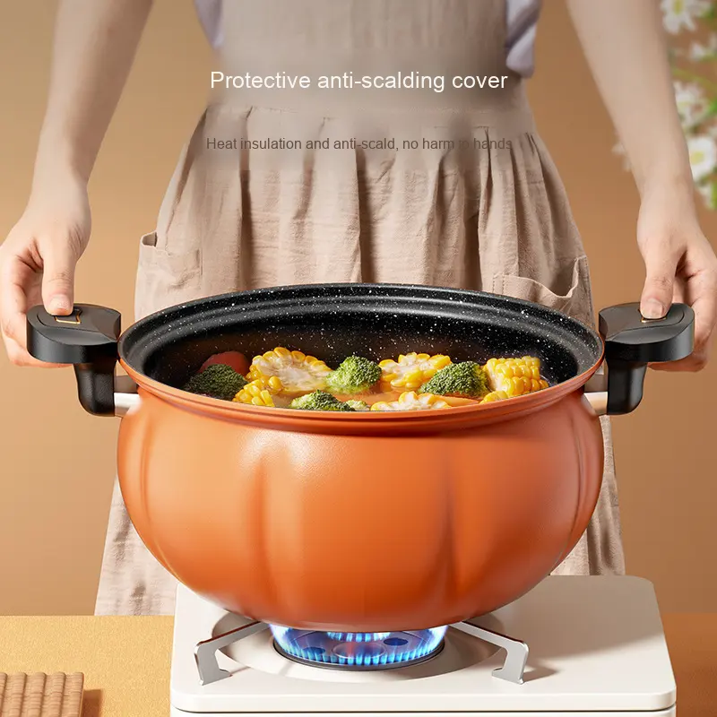 Konka Large Capacity 6LMicro-Pressure Pumpkin Pot Non-Stick Medical Stone Induction Bottom Gas Stove Great Kitchen Stew Pot Gift
