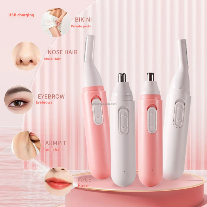 USB Rechargeable Type-C Shaving Machine Set Portable Household Use Nose & Ear Trimmer Includes Eyebrow Trimmer for Women Washed - Image 3